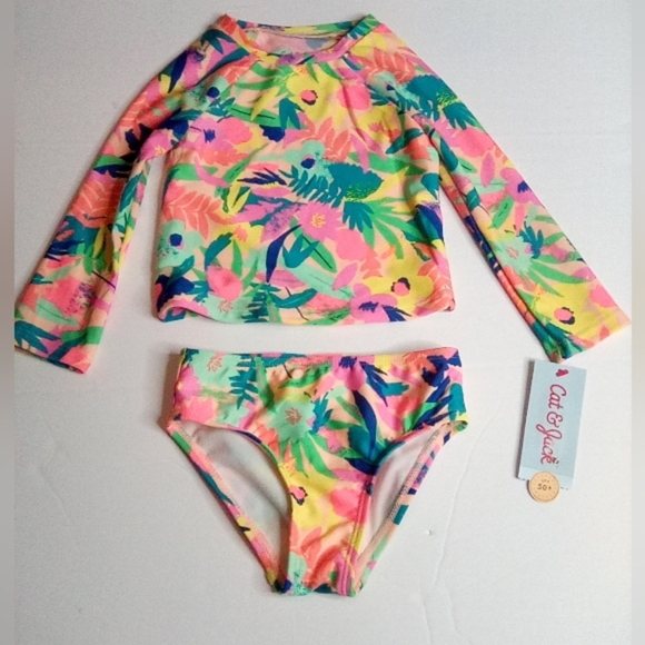 Cat & Jack Kids Swim Set - Multicolor Floral - Picture 1 of 10